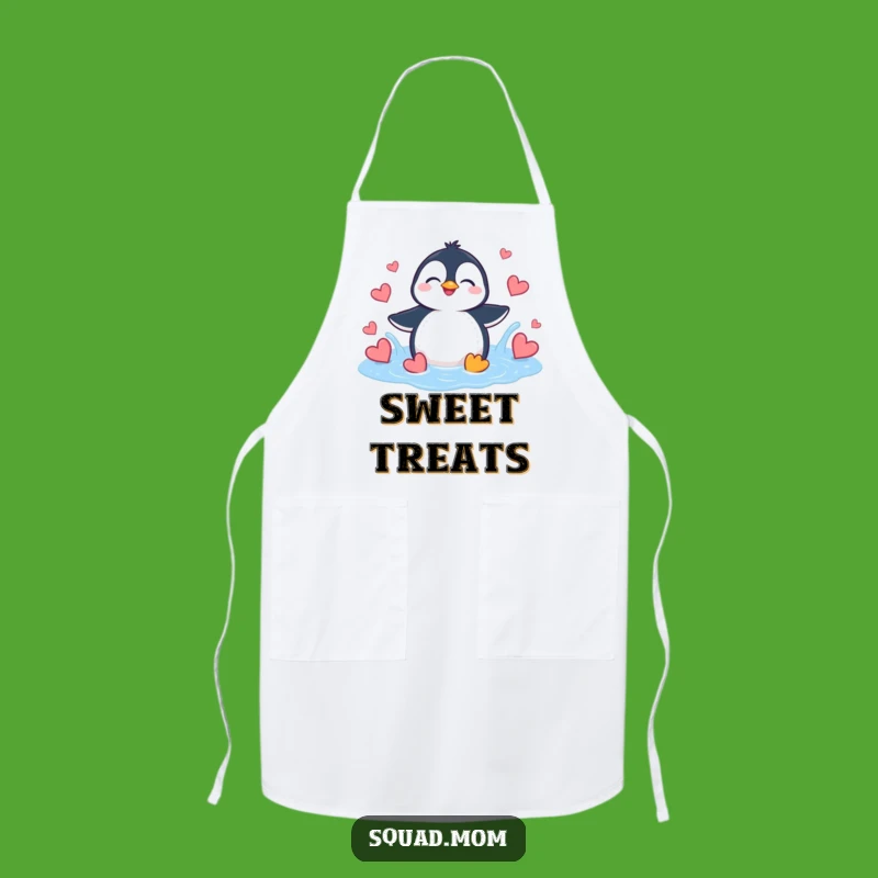 Funny Penguin Heart Splash Apron - Giggling Kitchen Wear for Fun Cooks