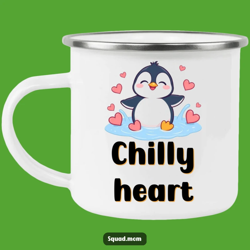 Funny Penguin Heart Splash Camping Mug - Durable & Giggling Outdoor Cup