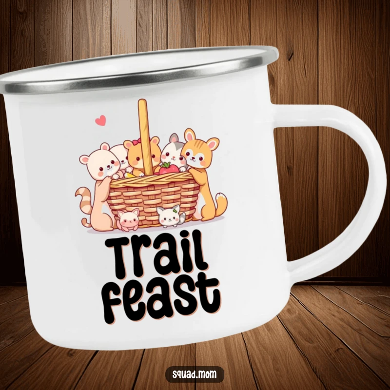 Funny Animal Friends Camping Mug: Cute animals enjoying a picnic, ideal for outdoor use, bringing humor and a sense of companionship.