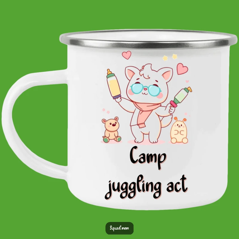 Funny Kawaii Mom Juggling Camping Mug - Adorable Mom Life Outdoor Sip!