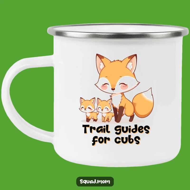 Funny Fox Mom & Kits Camping Mug - Durable & Charming Outdoor Drinkware