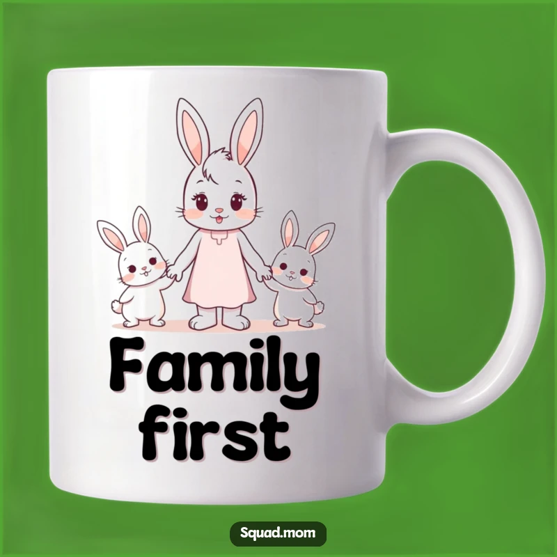 Funny Mom Mug: Bunny Mom Holding Hands with Kids Gift