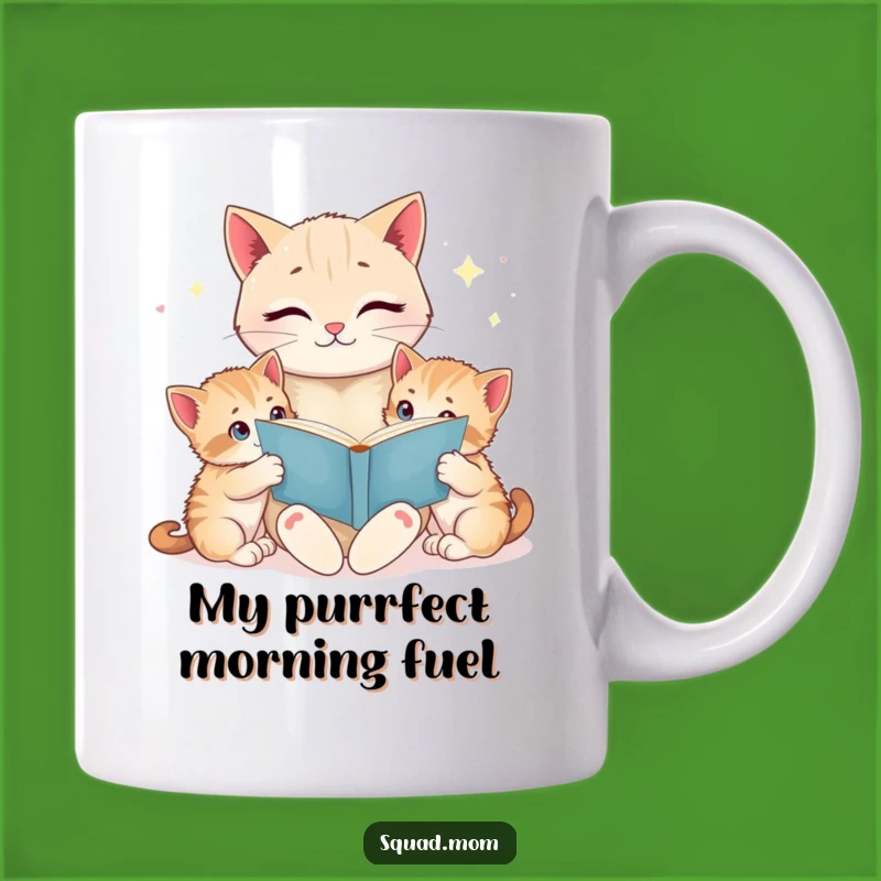 Funny Cat Mom Reading Story Mug - Adorable Kitten Bedtime Gift