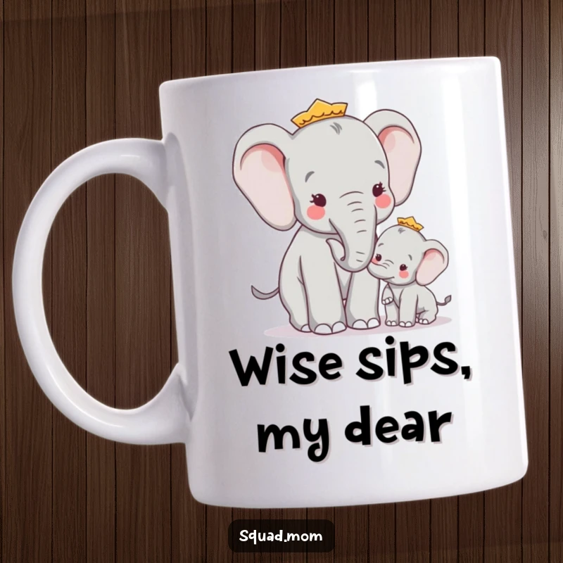 Funny Wise Elephant Mom Giving Advice to Calf, Heartwarming Family Gift Mug