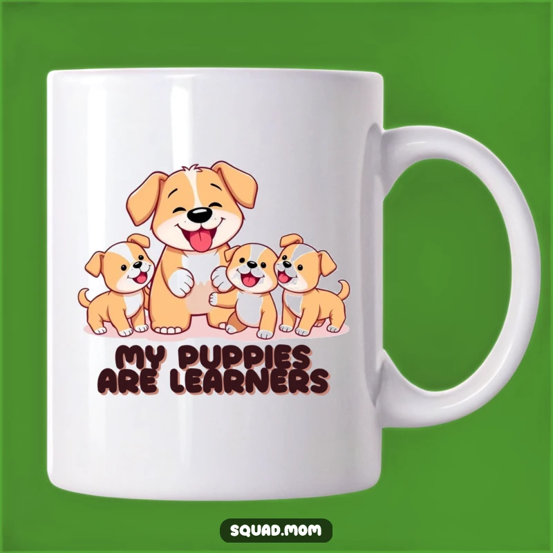 Funny Dog Mom Mug: Determined Mother Teaching Puppies Fetch, Perfect Humorous Gift Idea