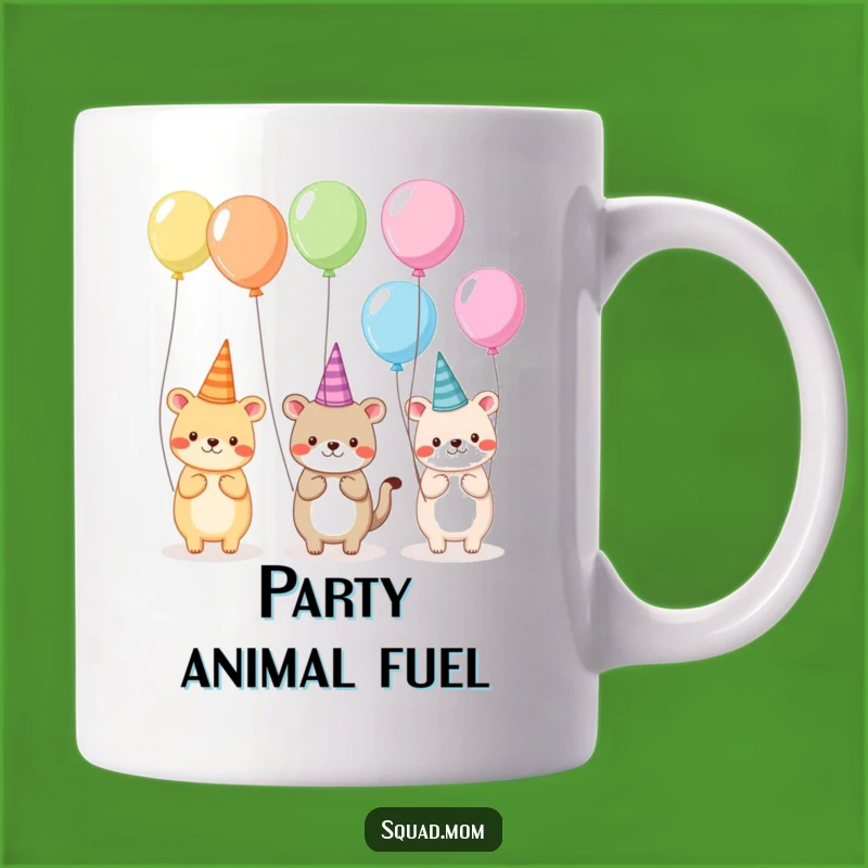 Funny Animal Party Mug: Silly Hats & Balloons, Hilarious Friends Celebration Gift