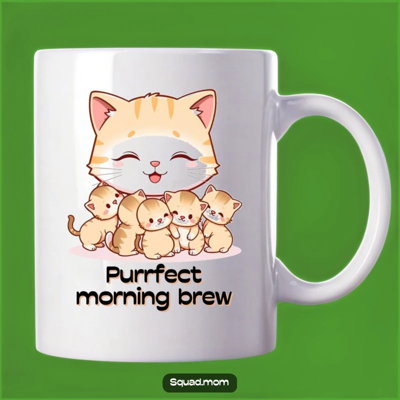 Funny Cat Mom Mug: Happy Mother Grooming Kittens, Perfect Humorous Gift for Cat Lovers