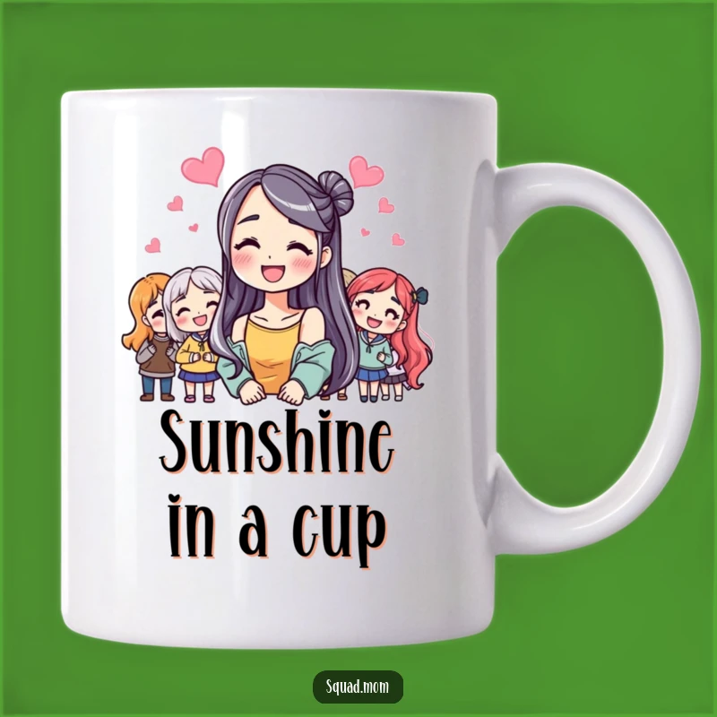 Funny Friendship Smile Mug: Joyful Woman with Friends, Perfect Hilarious Gift!