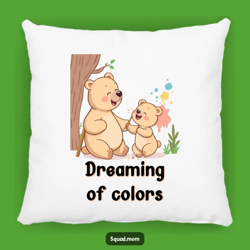 Funny Bear Mom Pillow: Painting Comfort, Adorable Mom Gift