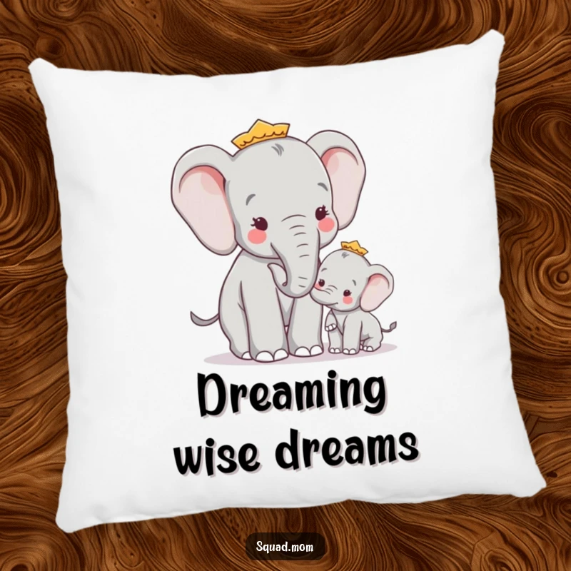Funny Wise Elephant Mom Giving Advice to Calf, Comedic Maternal Cushion