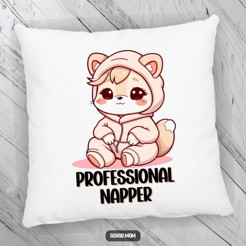 Funny Kawaii Mom Friend Pillow: A cuddly animal character in lounge clothes offers comfort and a cheerful, friendly presence.