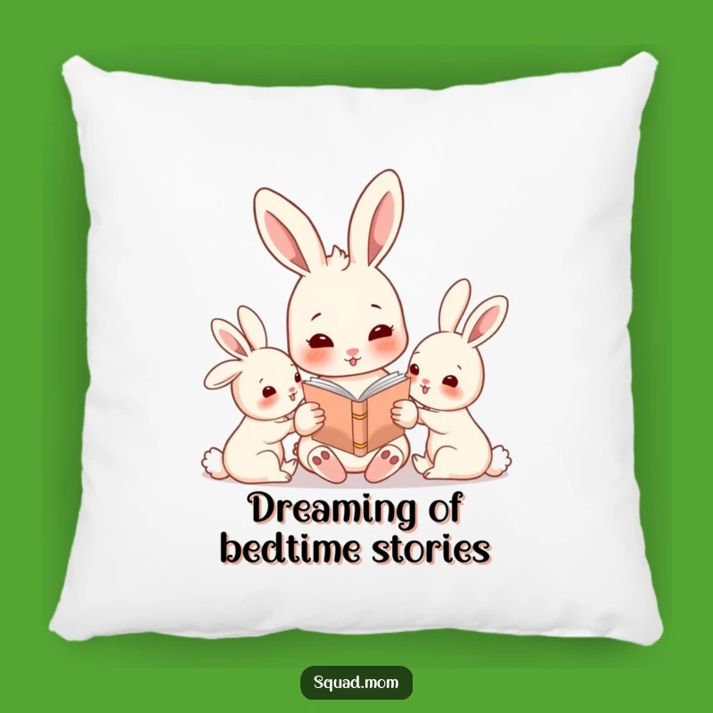 Funny Rabbit Mom Pillow: Cozy Storytime Accent for Bedding