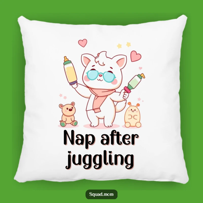 Funny Kawaii Mom Juggling Pillow - Cozy Mom Life Decor!