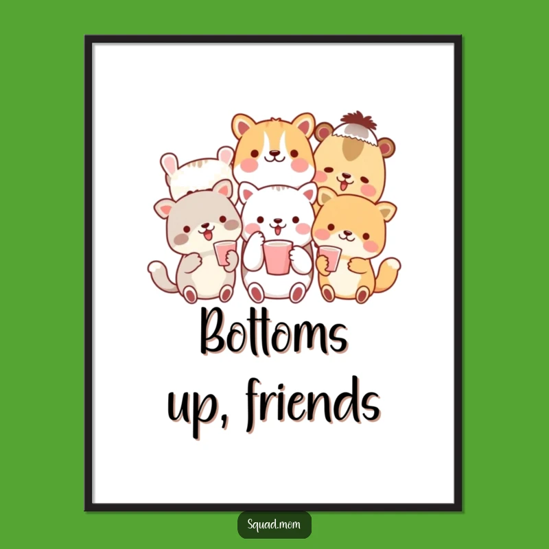 Funny Animal Friends Celebration Digital Art - Instant Festive Decor - Memorable Funny Gift!