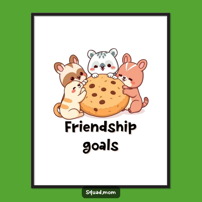 Funny Animal Friends Cookie Celebration Digital Art - Instant Humor for Your Walls - Memorable Funny Gift!