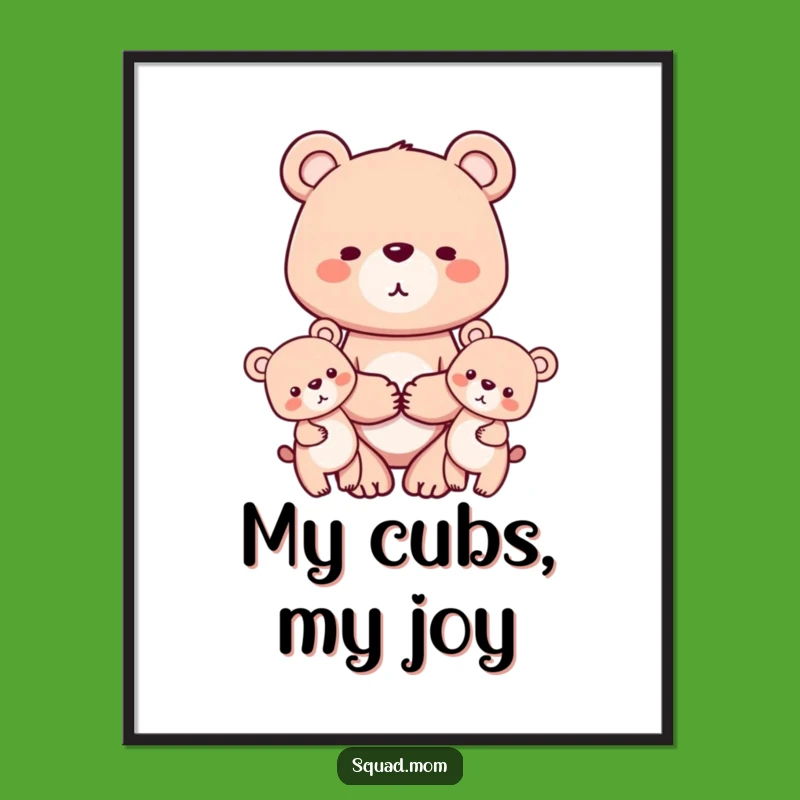 Funny Bear Mom & Cubs Digital Print - Instant Heartwarming Family Wall Art