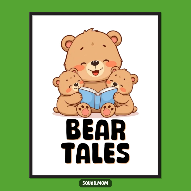 Funny Bear Mom Digital Art: Heartwarming Story Scene for Instant Decor