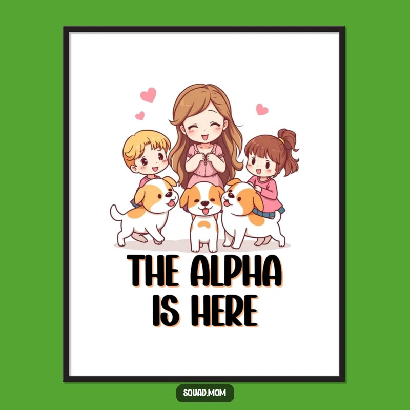 Funny Herding Digital Print: Woman Directing Pups, Instant Playful Decor