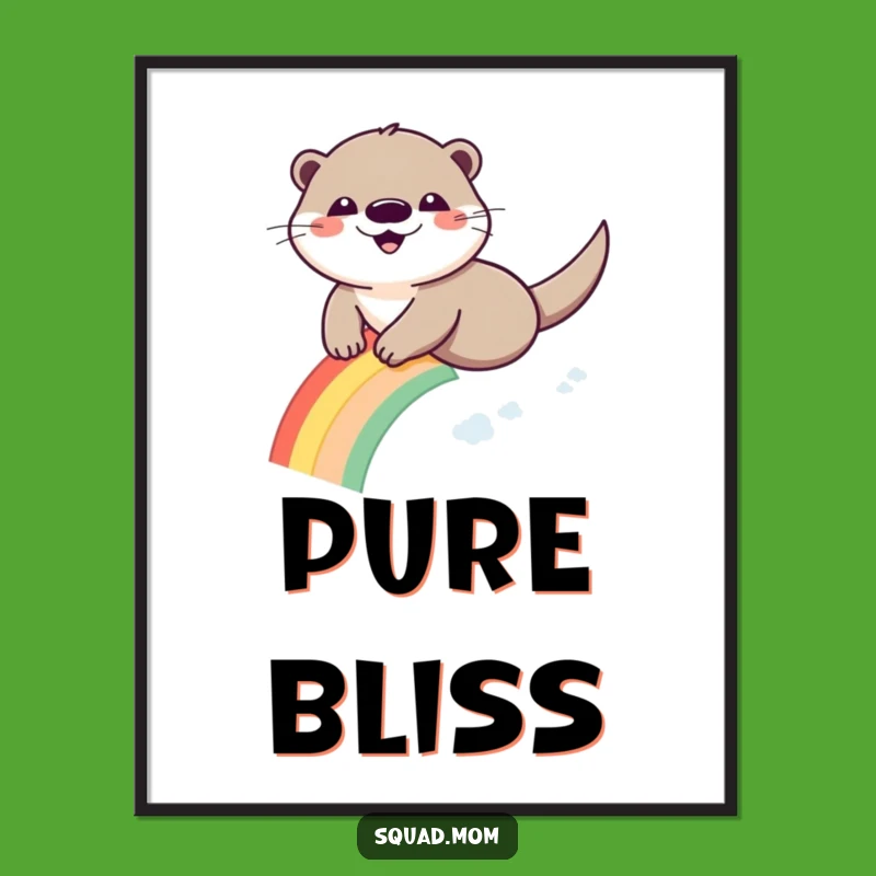 Funny Otter Rainbow Digital Art - Joyful Printable Wall Decor