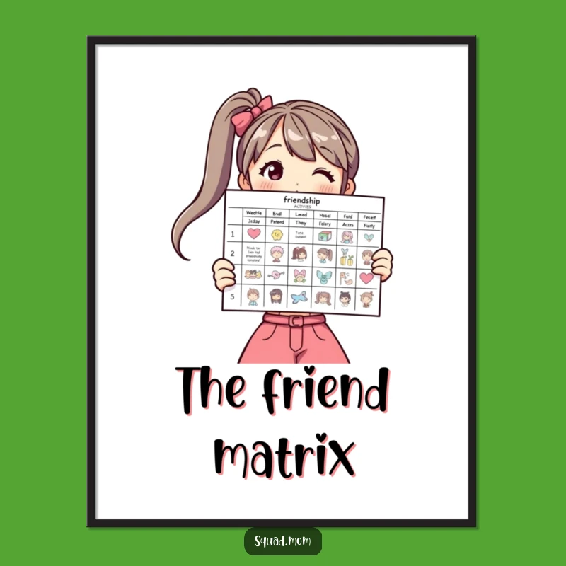 Funny Friendship Digital Print: Woman Planning Activities, Instant Decor