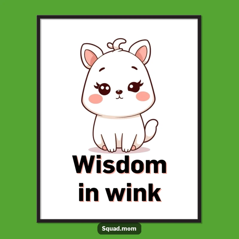 Funny Kawaii Mom Animal Wink Digital Print - Instant Humor for Your Walls!
