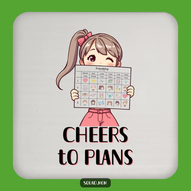 Funny Friendship Coaster Set: Woman Planning Activities, Protect Your Table