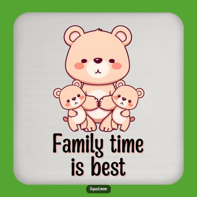 Funny Bear Mom & Cubs Coaster - Heartwarming Protection for Family Tables