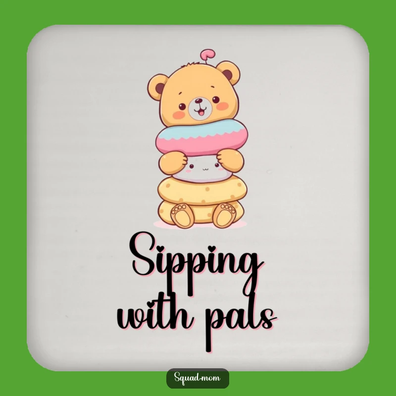 Funny Bear Cub Toy Drink Coaster: Cheerful Cub Table