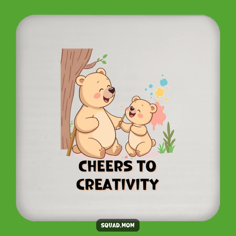 Funny Bear Mom Coasters: Painting Protection, Chic Home Gift
