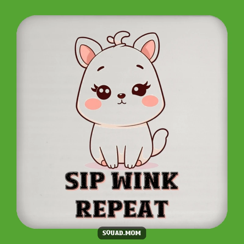 Funny Kawaii Mom Animal Wink Coaster - Protect Surfaces with Style!