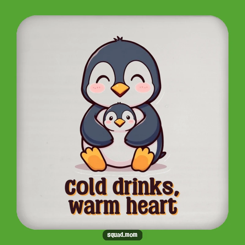 Funny Penguin Mom Coasters - Protect Surfaces with Love - Cute Funny Gift!