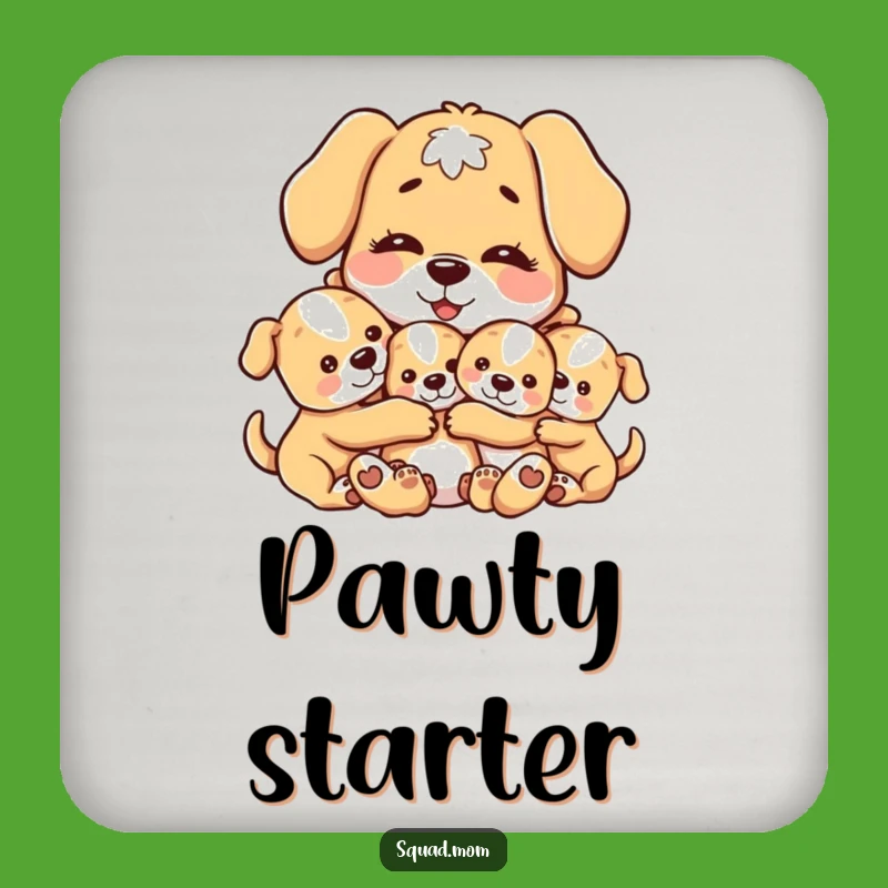 Funny Dog Mom Coasters: Protect Surfaces with Motherly Dog & Puppies Gift