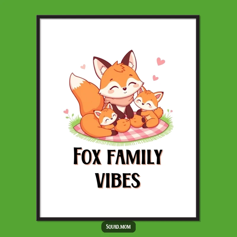 Funny Fox Mom Art Print - Family Picnic Decor, Gift Idea!
