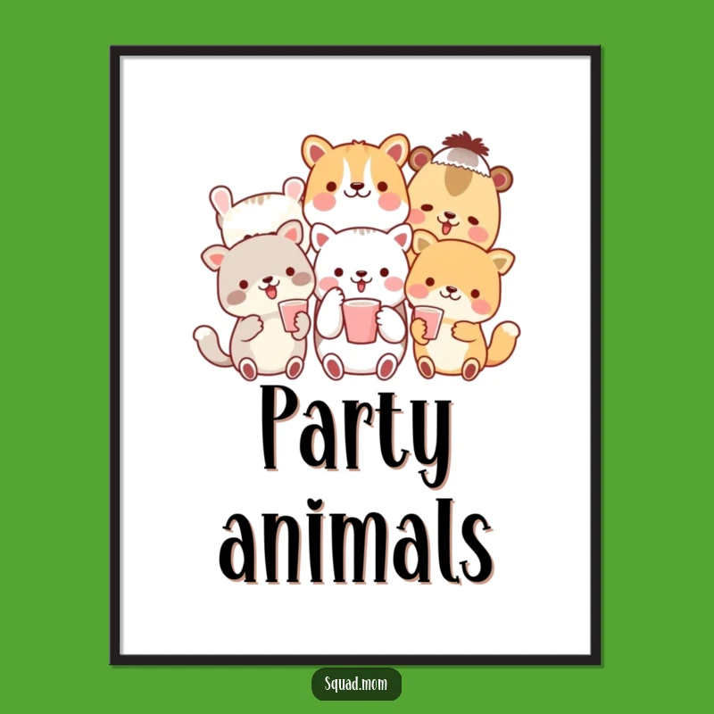 Funny Animal Friends Toast Art Poster - Celebrate Friendship - Perfect Funny Gift!