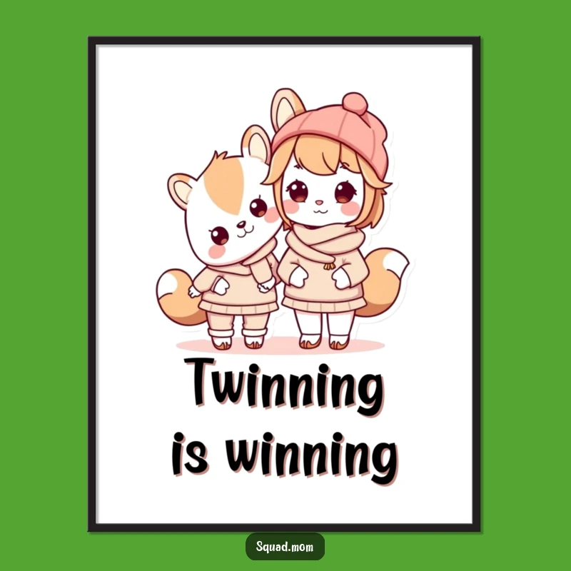 Funny Kawaii Mom Matching Outfit Poster - Adorable Mom Child Duo Art!