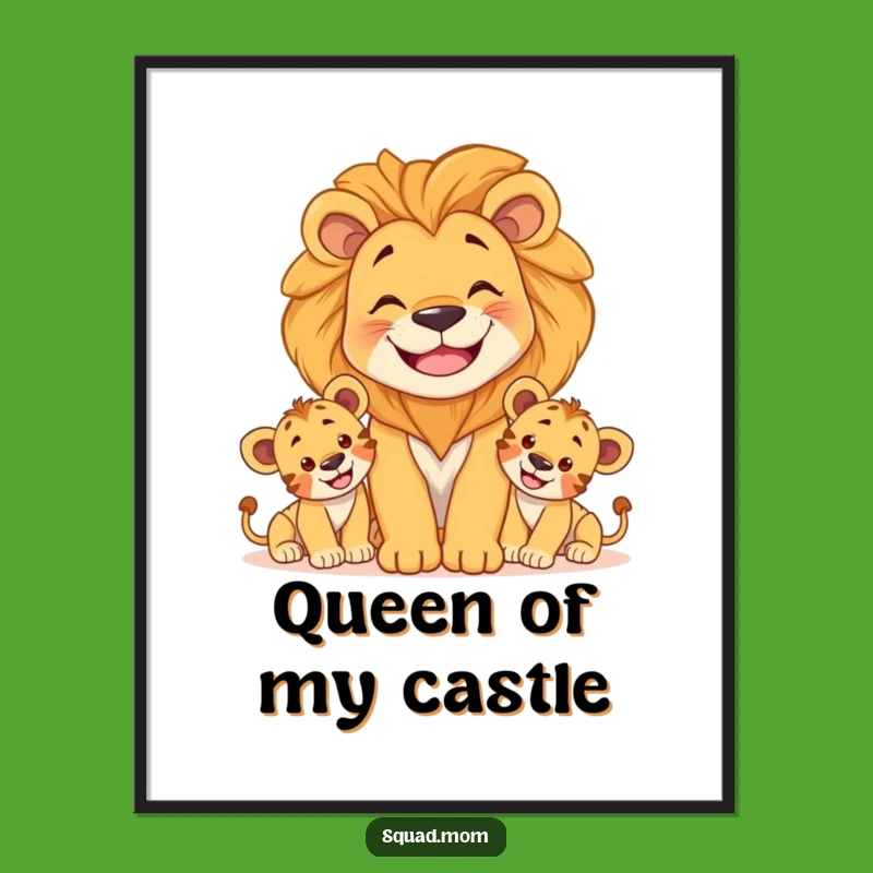 Funny Lion Family Poster - Majestic Wall Art Gift
