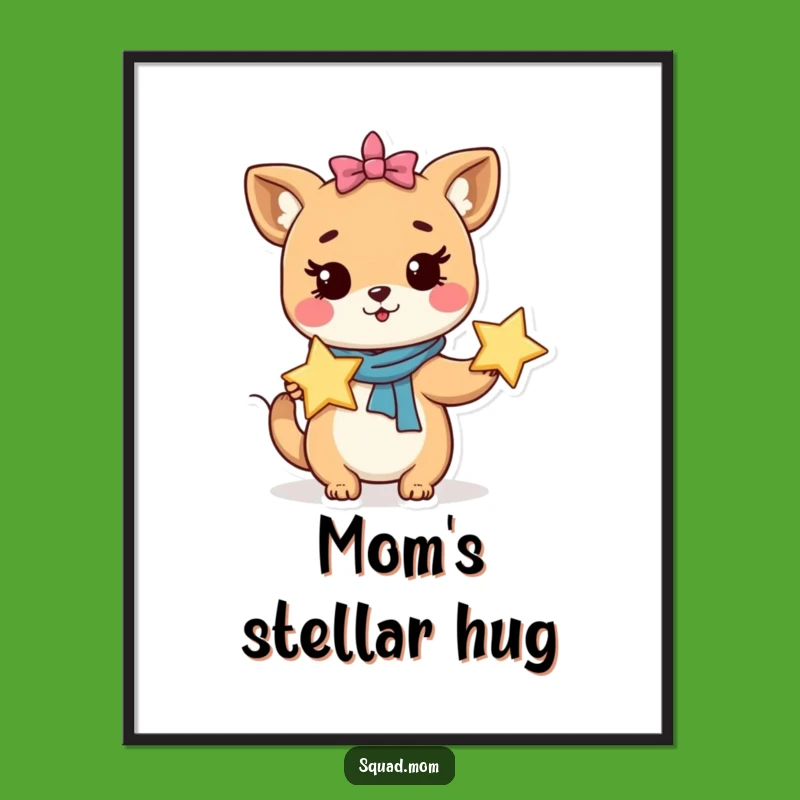 Whimsical Animal Mom Poster: Holding Star, Magical & Funny Nursery Art!