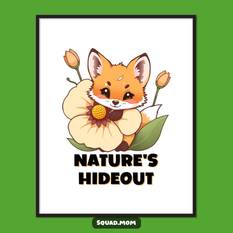 Funny Fox Cub Poster - Artistic Playful Woodland Wall Art Gift