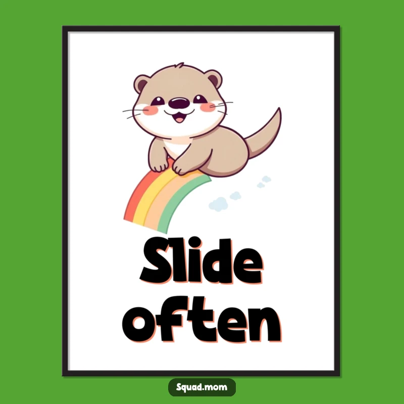 Funny Otter Rainbow Poster - Joyful Animal Art for Cheerful Walls