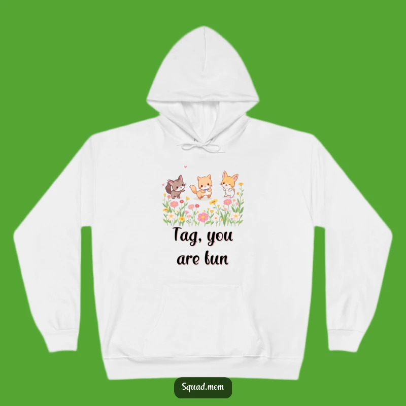Cozy Funny Animal Friends Tag Hoodie: Warm Playtime & Nature Vibes