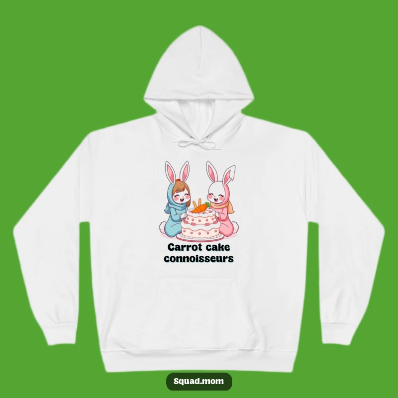 Cozy Funny Bunny Moms Hoodie: Cake Sharing Comfort, Perfect Mommy Gift