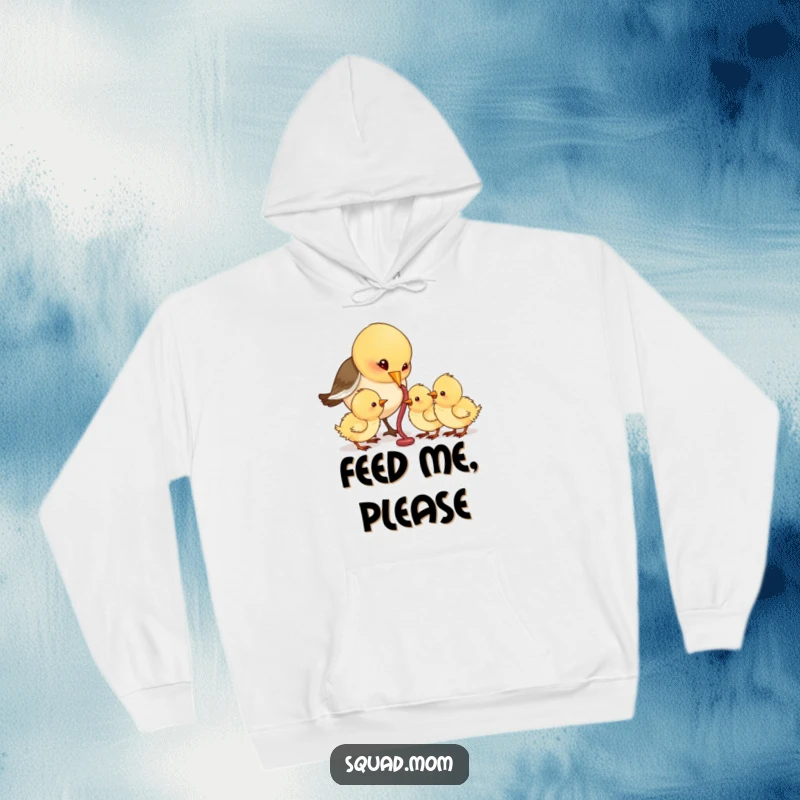 Funny Bird Mom Feeding Worms to Hungry Chicks, Warm Comfy Funny Gift Hoodie