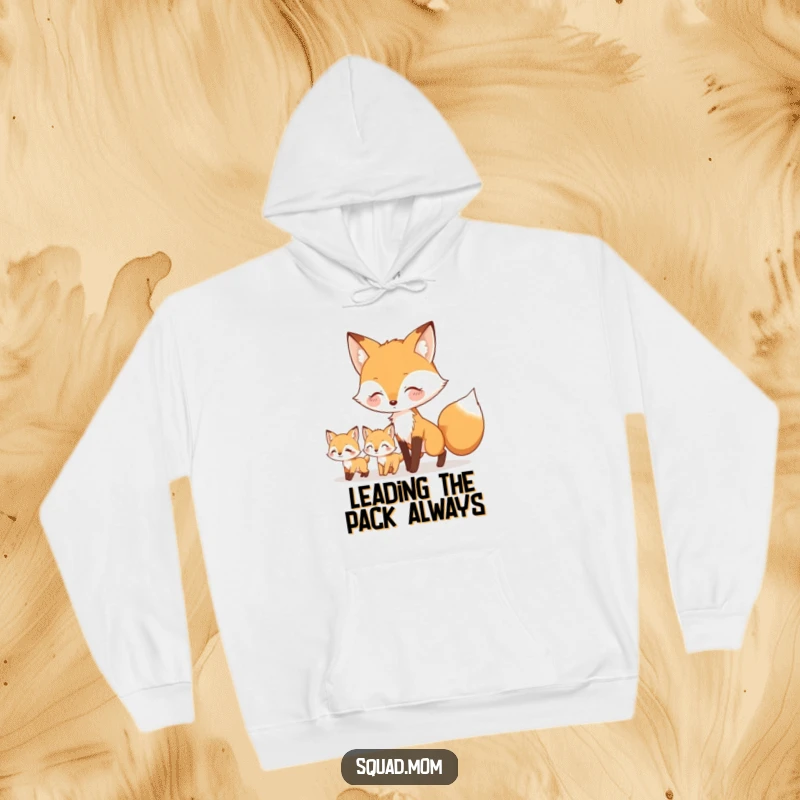 Funny hoodie featuring a wise fox mom guiding her little kits, perfect for staying warm while embodying nature's protective and leading spirit.