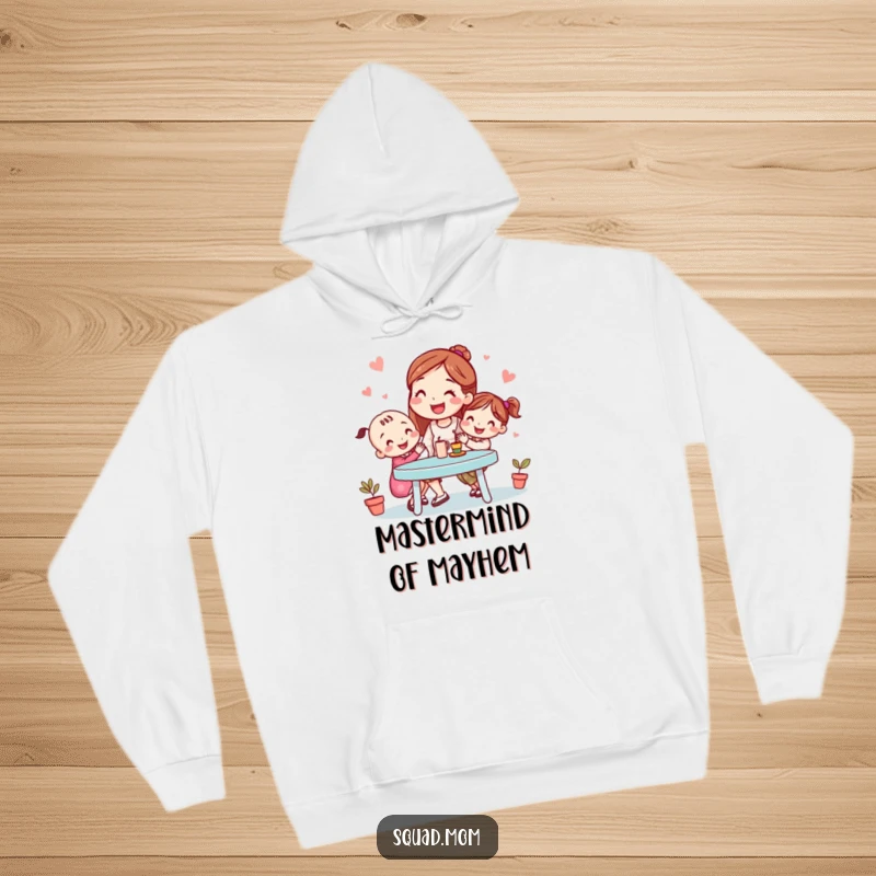 Funny hoodie with a smiling mom friend organizing a playdate, offering warmth and humor for the ultimate funny gift for any mom.