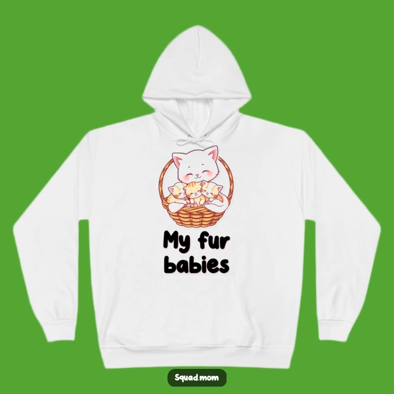 Cozy Mama Cat Hoodie: Warm Cuddle Kittens Basket Gift