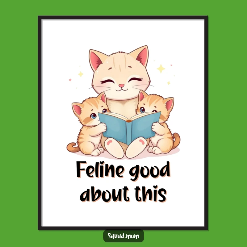 Funny Free Printable Wall Art: Cat Mom Storytime, Whimsical Downloadable Decor Gift