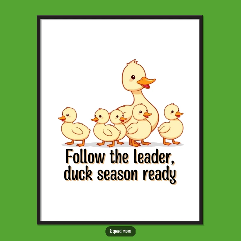 Free Printable Wall Art: Funny Duck Mom & Ducklings - Cute Downloadable Home Decor