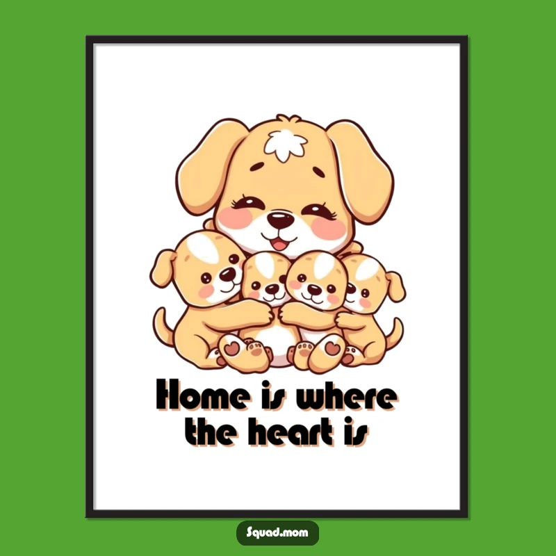 Free Printable Wall Art: Dog Mom & Pups Hugs, Cozy Downloadable Decor
