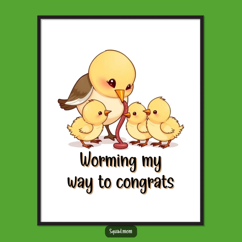 Funny Free Printable Bird Mom Wall Art: Nesting Chicks Feeding Downloadable Decor