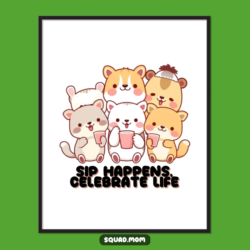 Funny Free Printable Wall Art: Cheerful Animal Toast Downloadable Art